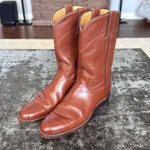 Mens Justin Brown Leather Vintage Western Roper Boots 3802 Size 6.5RR
